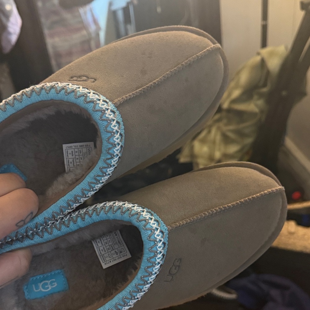 UGG Kids' Tan and Blue Slippers